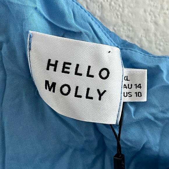NWT HELLO MOLLY | Frill Detail Find Out One Shoulder Midi Dress Blue | Size XL - Picture 11 of 16